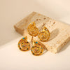 1 Pair IG Style Conch Polishing Plating Inlay 304 Stainless Steel Rhinestones 18K Gold Plated Ear Studs