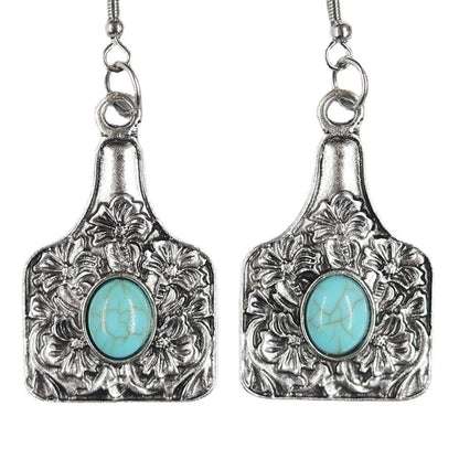 1 Pair Ig Style Cool Style Cactus Sunflower Inlay Alloy Turquoise Drop Earrings