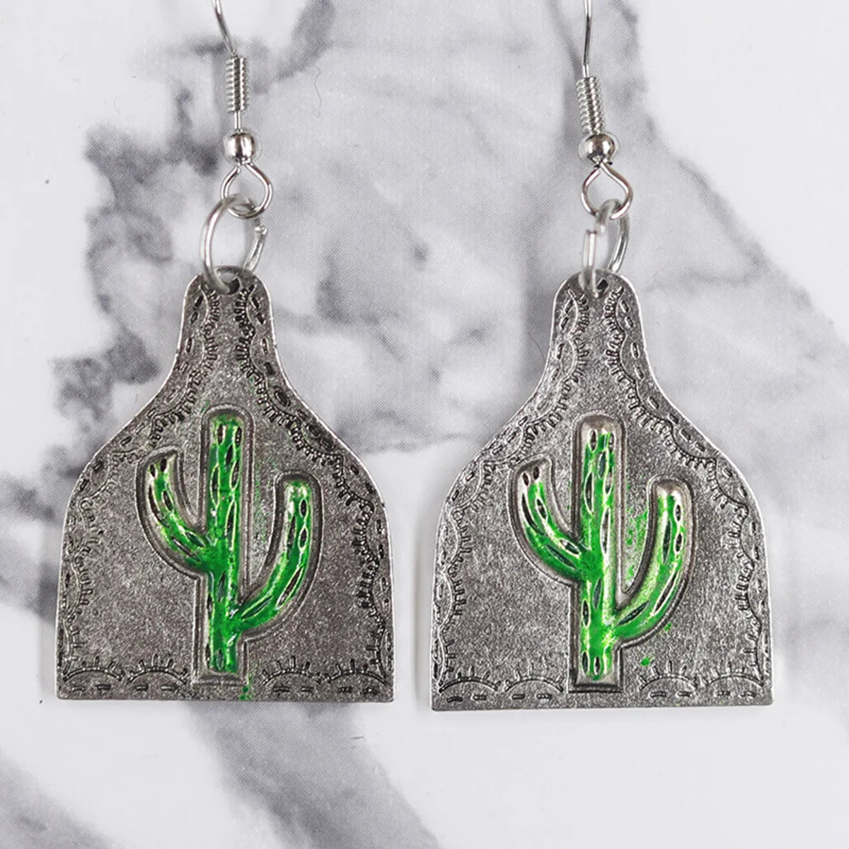 1 Pair Ig Style Cool Style Cactus Sunflower Inlay Alloy Turquoise Drop Earrings