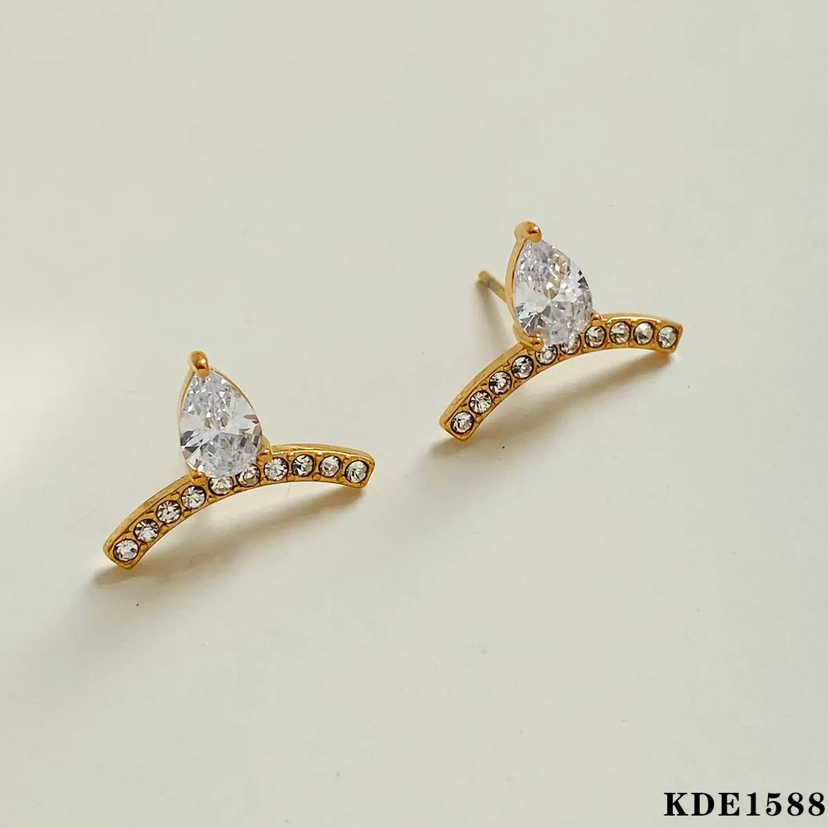 1 Pair IG Style Cool Style Geometric Plating Inlay 304 Stainless Steel Zircon 16K Gold Plated White Gold Plated Gold Plated Ear Studs