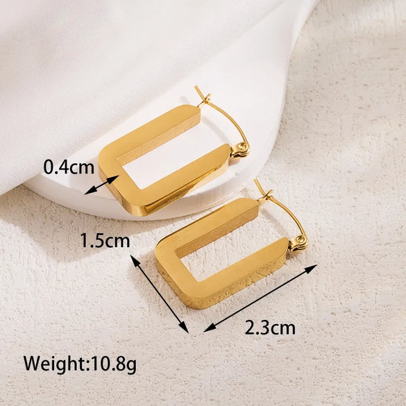 1 Pair IG Style Cool Style Solid Color Plating 304 Stainless Steel 18K Gold Plated Earrings Ear Studs