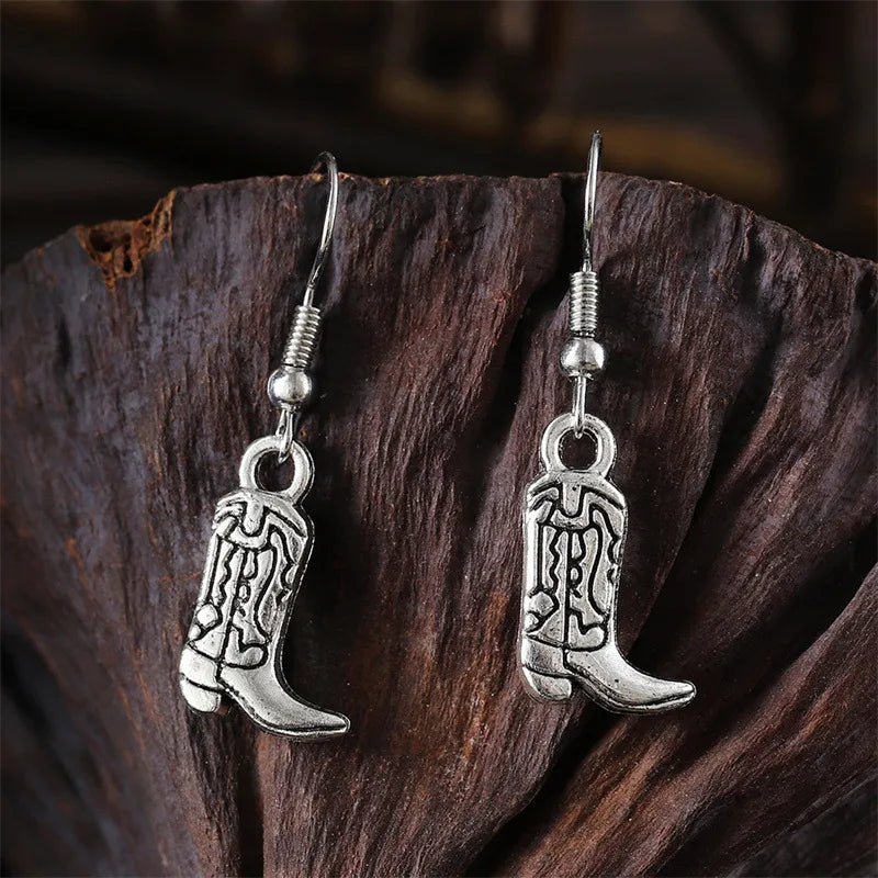 1 Pair IG Style Cowboy Style Simple Style Cactus Boots Horseshoe Plating Zinc Alloy Drop Earrings