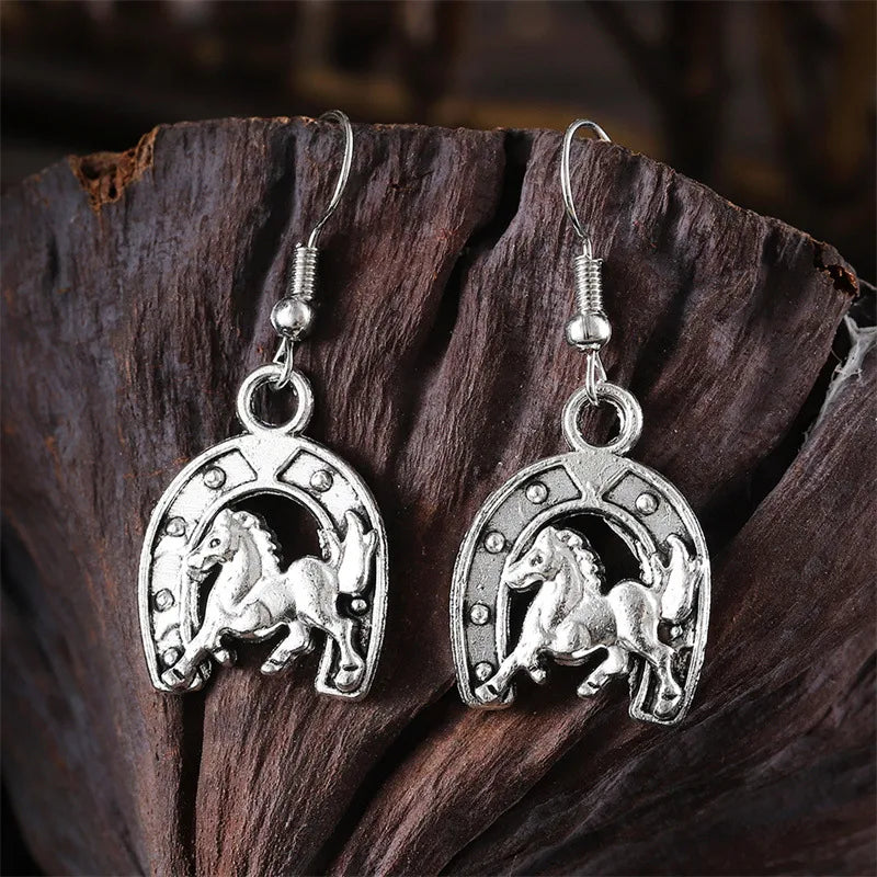 1 Pair IG Style Cowboy Style Simple Style Cactus Boots Horseshoe Plating Zinc Alloy Drop Earrings