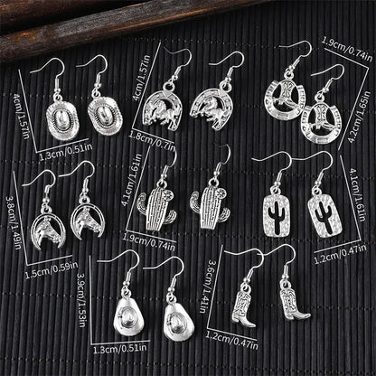 1 Pair IG Style Cowboy Style Simple Style Cactus Boots Horseshoe Plating Zinc Alloy Drop Earrings