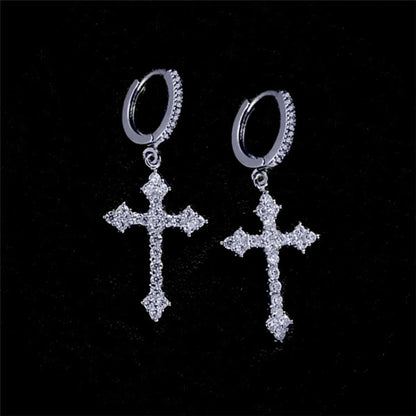 1 Pair Ig Style Cross Inlay Copper Rhinestones Gold Plated Silver Plated Drop Earrings