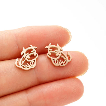 1 Pair IG Style Cute Cattle Polishing Plating 304 Stainless Steel 18K Gold Plated Ear Studs