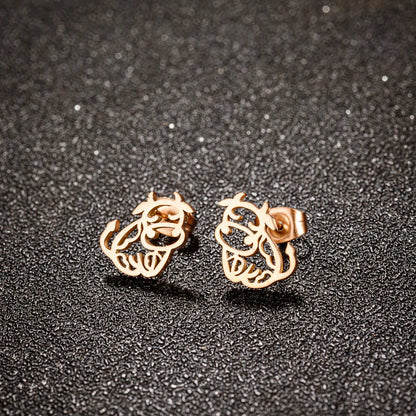 1 Pair IG Style Cute Cattle Polishing Plating 304 Stainless Steel 18K Gold Plated Ear Studs