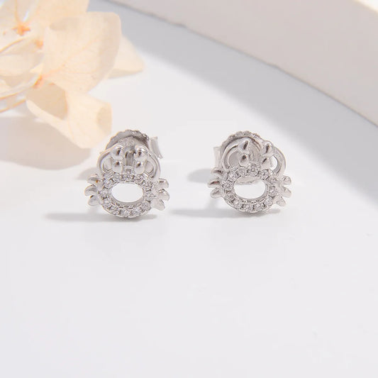 1 Pair Ig Style Cute Crab Plating Inlay Sterling Silver Zircon White Gold Plated Rhodium Plated Ear Studs