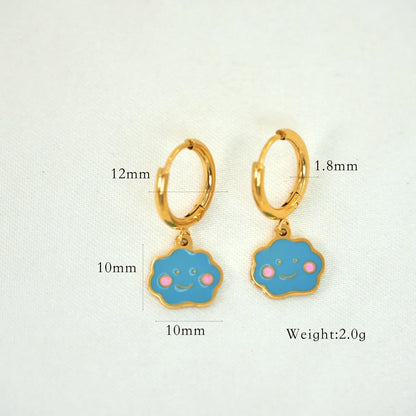 1 Pair IG Style Cute Heart Shape Flower Watermelon Enamel Plating 304 Stainless Steel Drop Earrings