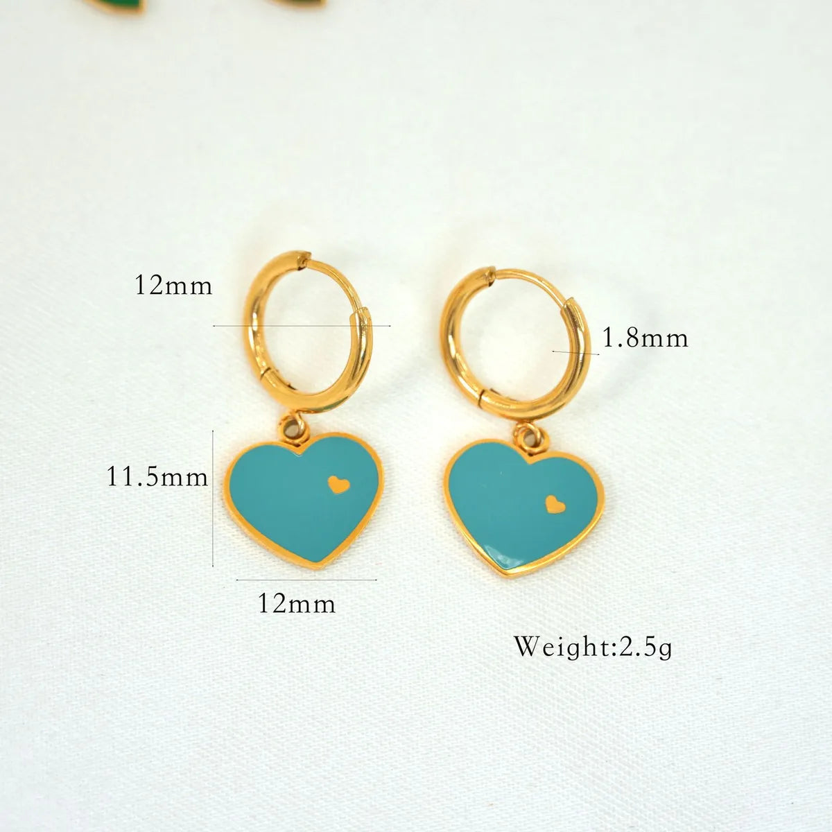 1 Pair IG Style Cute Heart Shape Flower Watermelon Enamel Plating 304 Stainless Steel Drop Earrings