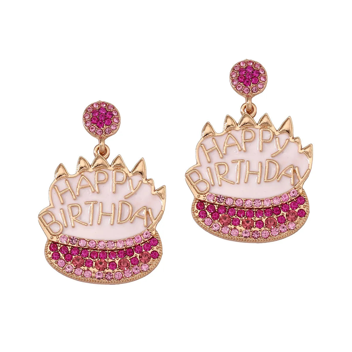 1 Pair IG Style Cute Letter Cake Enamel Inlay Zinc Alloy Rhinestones Drop Earrings