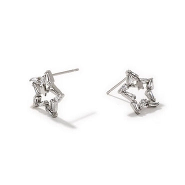 1 Pair IG Style Cute Shiny Star Hollow Out Inlay Copper Zircon K Gold Plated Rhodium Plated Ear Studs