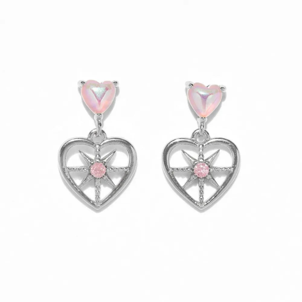 1 Pair IG Style Cute Simple Style Round Heart Shape Hollow Out Inlay Copper Zircon 18K Gold Plated White Gold Plated Ear Studs