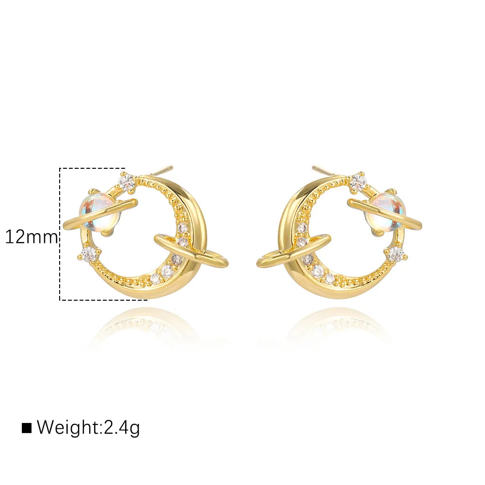 1 Pair IG Style Cute Simple Style Round Heart Shape Hollow Out Inlay Copper Zircon 18K Gold Plated White Gold Plated Ear Studs