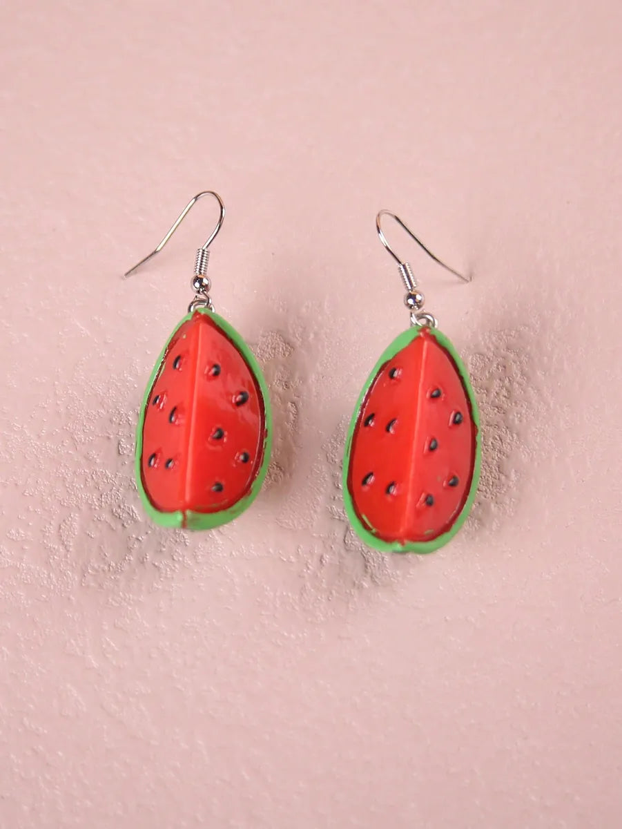 1 Pair Ig Style Cute Watermelon Synthetic Resin Drop Earrings