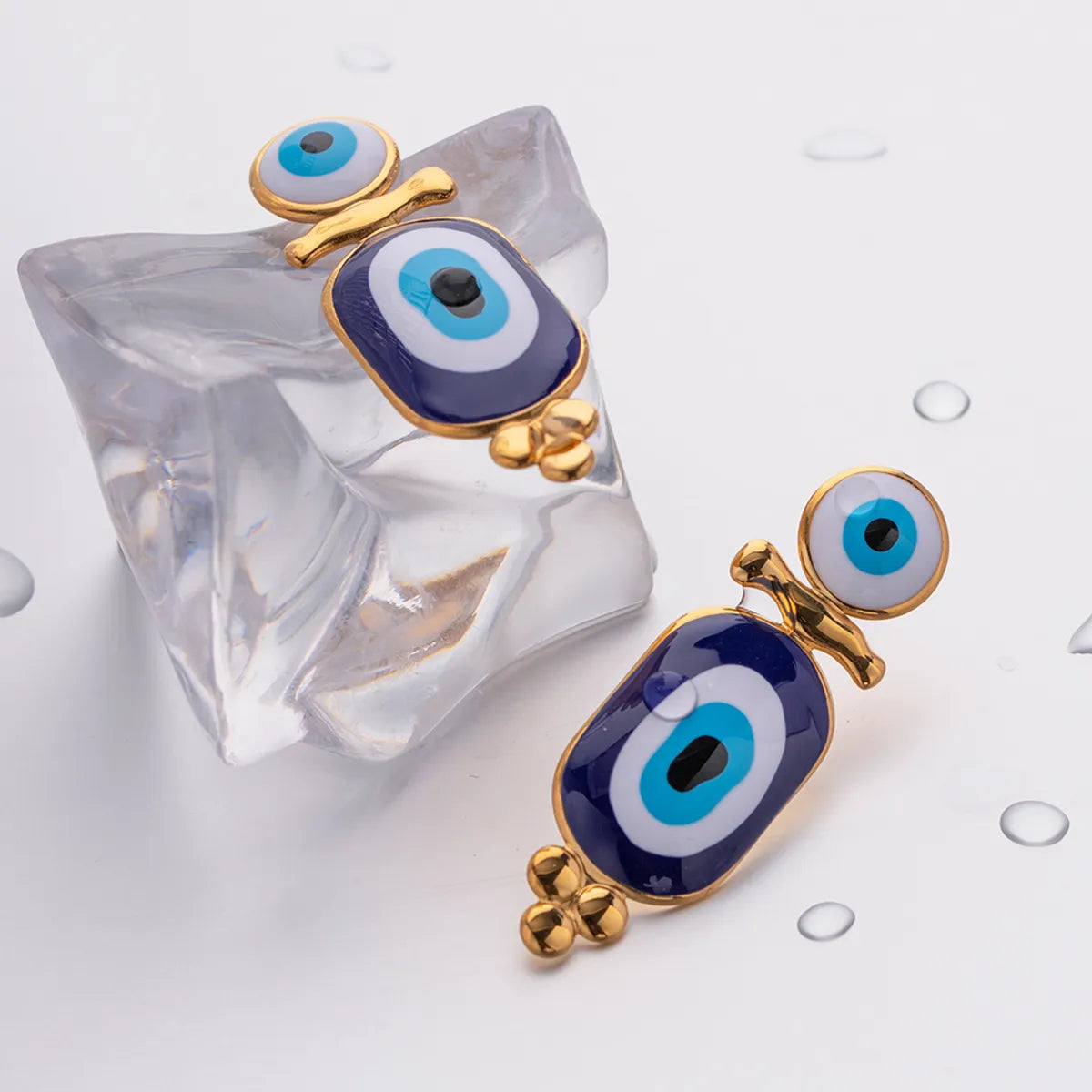 1 Pair Ig Style Devil's Eye Enamel Plating Stainless Steel 18k Gold Plated Drop Earrings