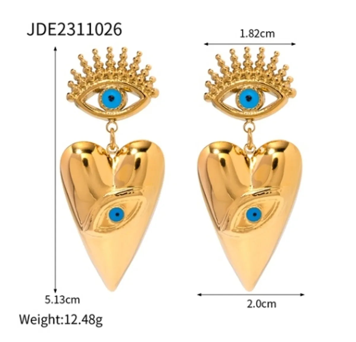 1 Pair Ig Style Devil'S Eye Enamel Plating Stainless Steel 18k Gold Plated Drop Earrings