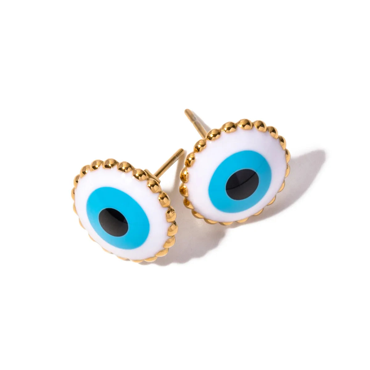 1 Pair Ig Style Devil's Eye Enamel Plating Stainless Steel 18k Gold Plated Ear Studs