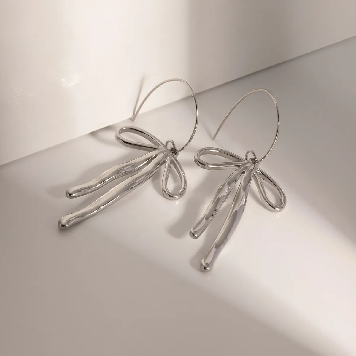 1 Pair IG Style Elegant Bow Knot Stainless Steel Drop Earrings