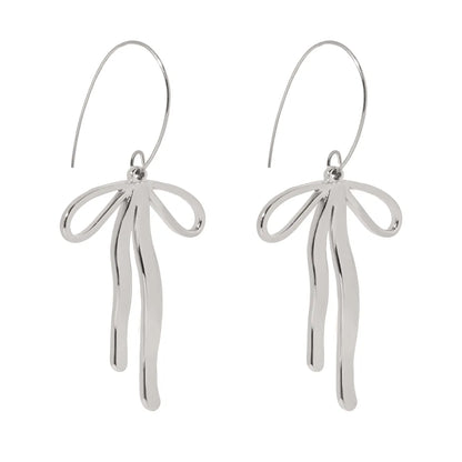 1 Pair IG Style Elegant Bow Knot Stainless Steel Drop Earrings