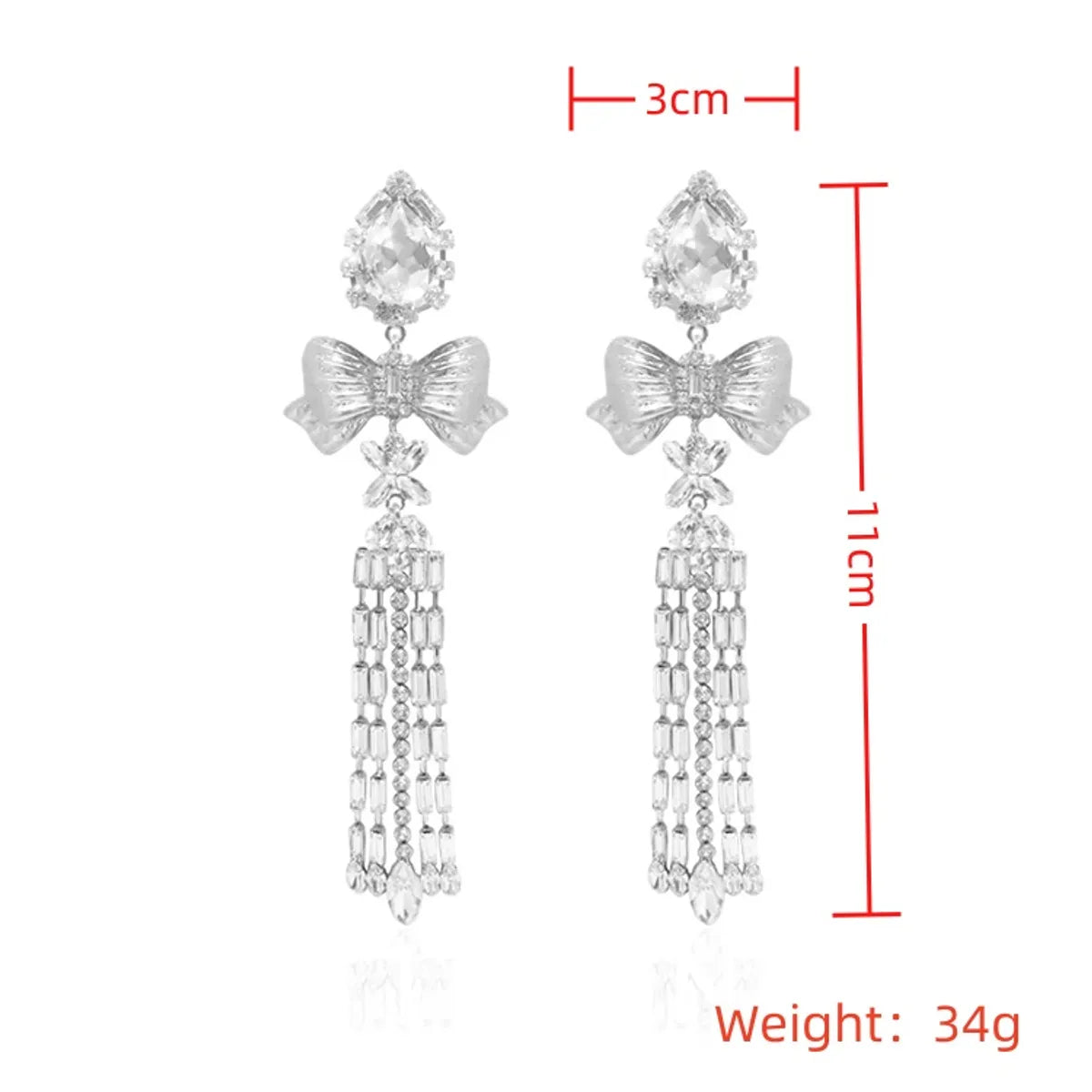 1 Pair Ig Style Elegant Bow Knot Tassel Plating Inlay Alloy Rhinestones Silver Plated Drop Earrings