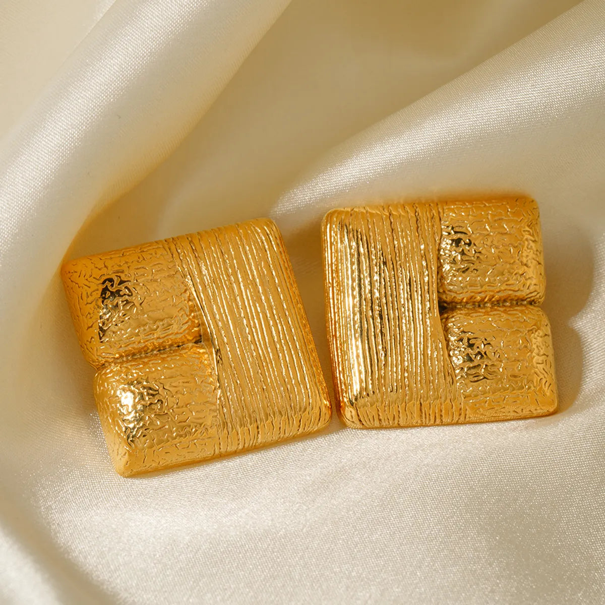 1 Pair Ig Style Elegant Classic Style Square Plating Stainless Steel 18k Gold Plated Ear Studs