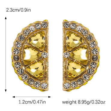 1 Pair IG Style Elegant Cute Lemon Cherry Polishing Inlay Zinc Alloy Rhinestones K Gold Plated Ear Studs