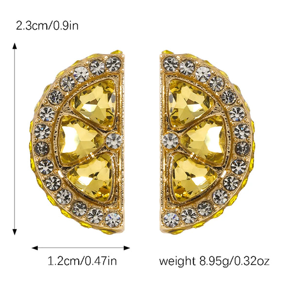 1 Pair IG Style Elegant Cute Lemon Cherry Polishing Inlay Zinc Alloy Rhinestones K Gold Plated Ear Studs