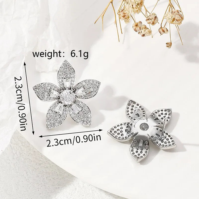 1 Pair Ig Style Elegant Flower Inlay Copper Zircon Ear Studs