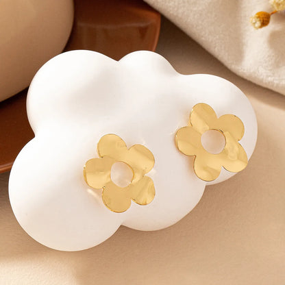 1 Pair Ig Style Elegant Flower Plating Iron Gold Plated Ear Studs