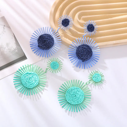 1 Pair Ig Style Elegant Flower Stoving Varnish Alloy Raffia Drop Earrings