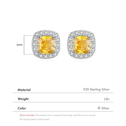 1 Pair Ig Style Elegant Geometric Color Block Plating Inlay Sterling Silver Zircon Rhodium Plated Ear Studs