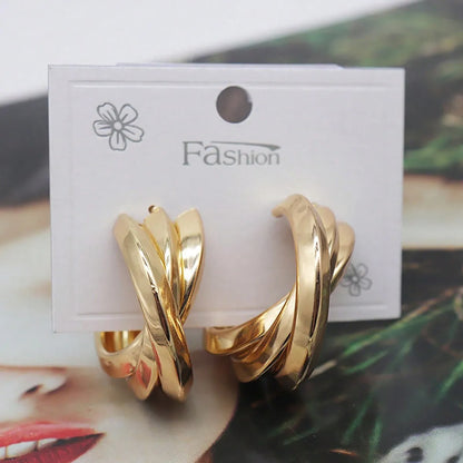 1 Pair IG Style Elegant Geometric Plating Alloy Ear Studs