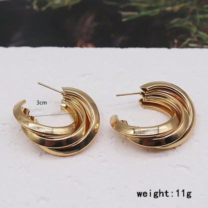 1 Pair IG Style Elegant Geometric Plating Alloy Ear Studs