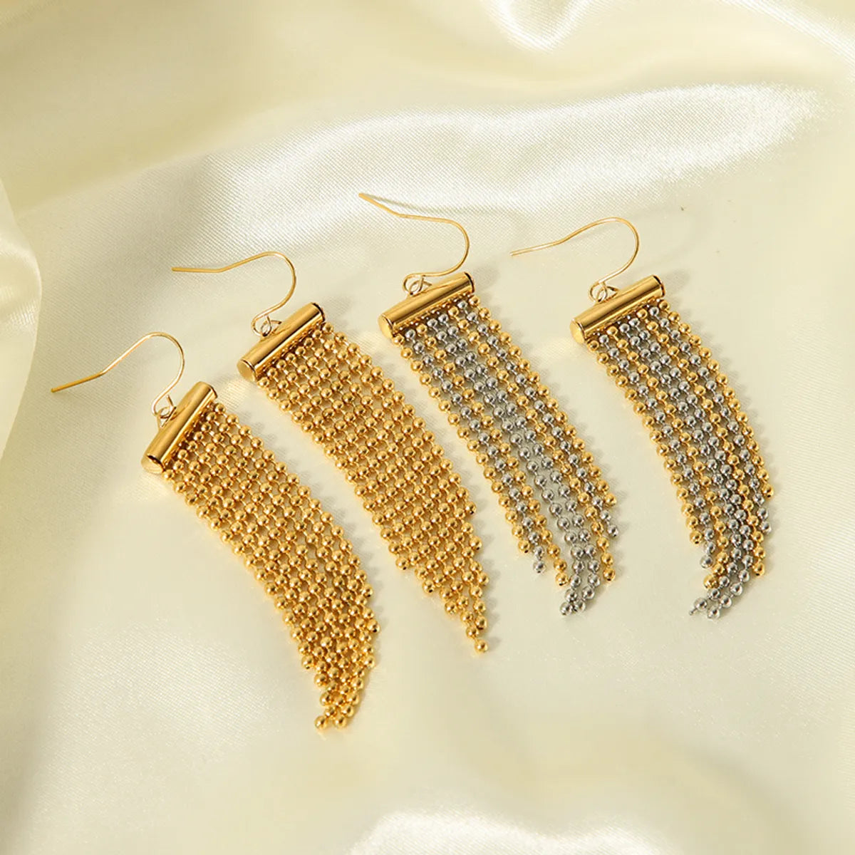 1 Pair Ig Style Elegant Geometric Tassel Plating Stainless Steel 18k Gold Plated Drop Earrings