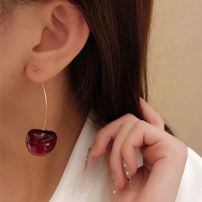 1 Pair Ig Style Elegant Korean Style Cherry Plating Synthetic Resin 14k Gold Plated Drop Earrings