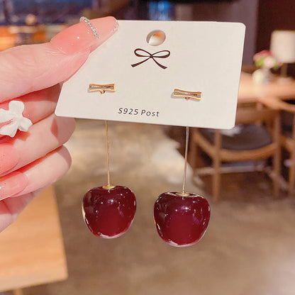 1 Pair Ig Style Elegant Korean Style Cherry Plating Synthetic Resin 14k Gold Plated Drop Earrings