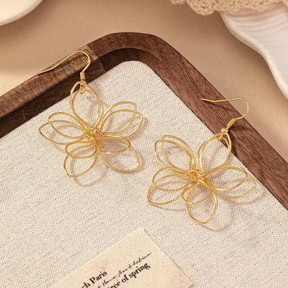 1 Pair IG Style Elegant Lady Flower Iron Drop Earrings