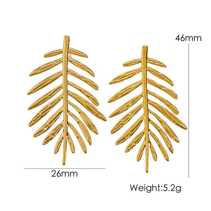 1 Pair IG Style Elegant Leaves 304 Stainless Steel 14K Gold Plated Ear Studs