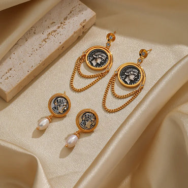 1 Pair Ig Style Elegant Portrait Animal Owl Plating Inlay Copper Freshwater Pearl 18k Gold Plated Drop Earrings