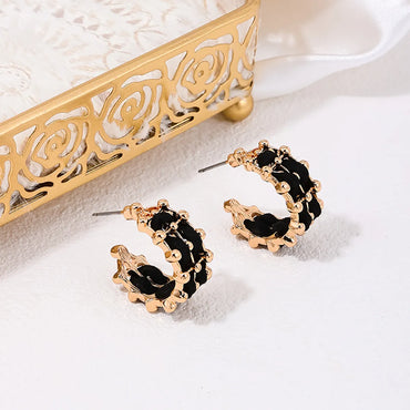 1 Pair Ig Style Elegant Romantic C Shape Woven Belt Alloy Ear Studs