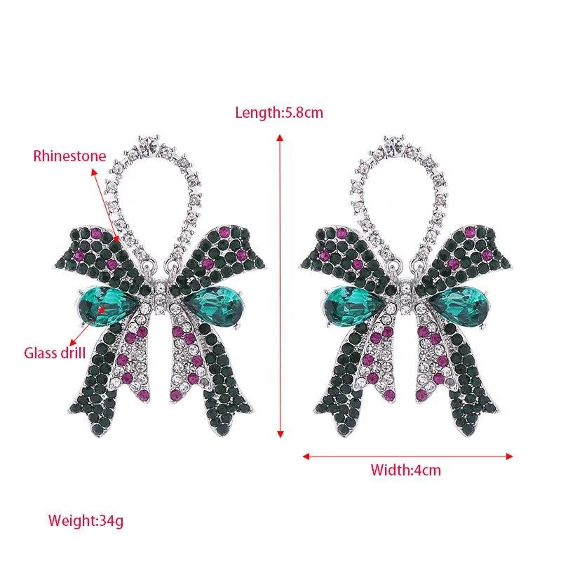 1 Pair IG Style Elegant Shiny Bow Knot Inlay Alloy Rhinestones Glass Drop Earrings