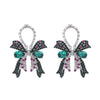 1 Pair IG Style Elegant Shiny Bow Knot Inlay Alloy Rhinestones Glass Drop Earrings