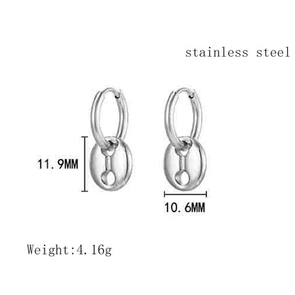 1 Pair Ig Style Elegant Simple Style Coffee Beans Solid Color Plating Stainless Steel 18k Gold Plated Hoop Earrings