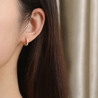 1 Pair Ig Style Elegant Simple Style Geometric Plating Inlay Stainless Steel Zircon 18k Gold Plated Hoop Earrings