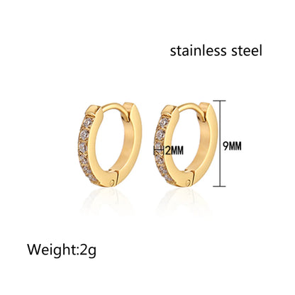 1 Pair Ig Style Elegant Simple Style Geometric Plating Inlay Stainless Steel Zircon 18k Gold Plated Hoop Earrings