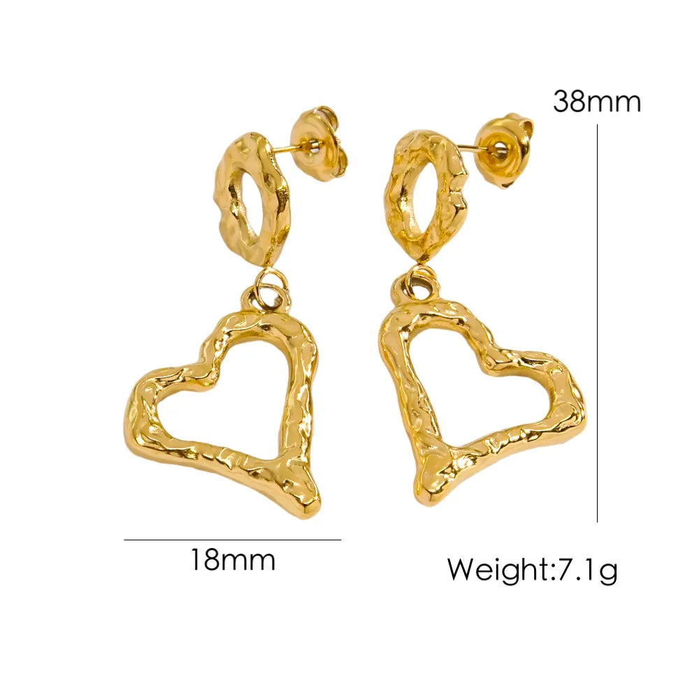 1 Pair IG Style Elegant Simple Style Heart Shape Bow Knot 304 Stainless Steel 14K Gold Plated Drop Earrings