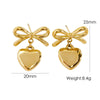 1 Pair IG Style Elegant Simple Style Heart Shape Bow Knot Plating 304 Stainless Steel 14K Gold Plated Drop Earrings Ear Studs