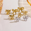 1 Pair IG Style Elegant Simple Style Heart Shape Bow Knot Plating 304 Stainless Steel 14K Gold Plated Drop Earrings Ear Studs