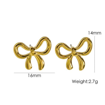 1 Pair IG Style Elegant Simple Style Heart Shape Bow Knot Plating 304 Stainless Steel 14K Gold Plated Drop Earrings Ear Studs